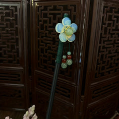 Flower Wooden Hair Pin Retro Hair Stick Resin Hair Bun Maker Non Slip Hair Decor