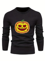 Cartoon Pumpkin Pie Jack O Lantern Sweater for Men
