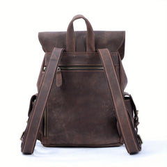Vintage Leather Backpack Classic Schoolbag Crazy Horse Leather Bag