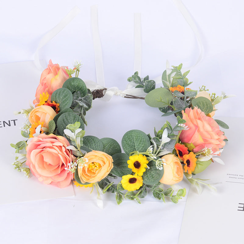 Flower Rattan Garland Headdress Wedding Bridal Wreath Hair Accessories