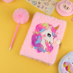 Cartoon Plush Notebook Pink Fantasy Purple 80 Sheets