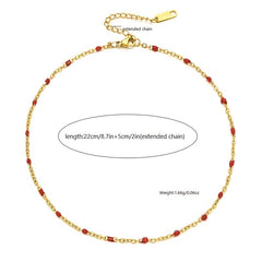 Stainless Steel Anklet Beaded Bells Charm Adjustable Foot Chain