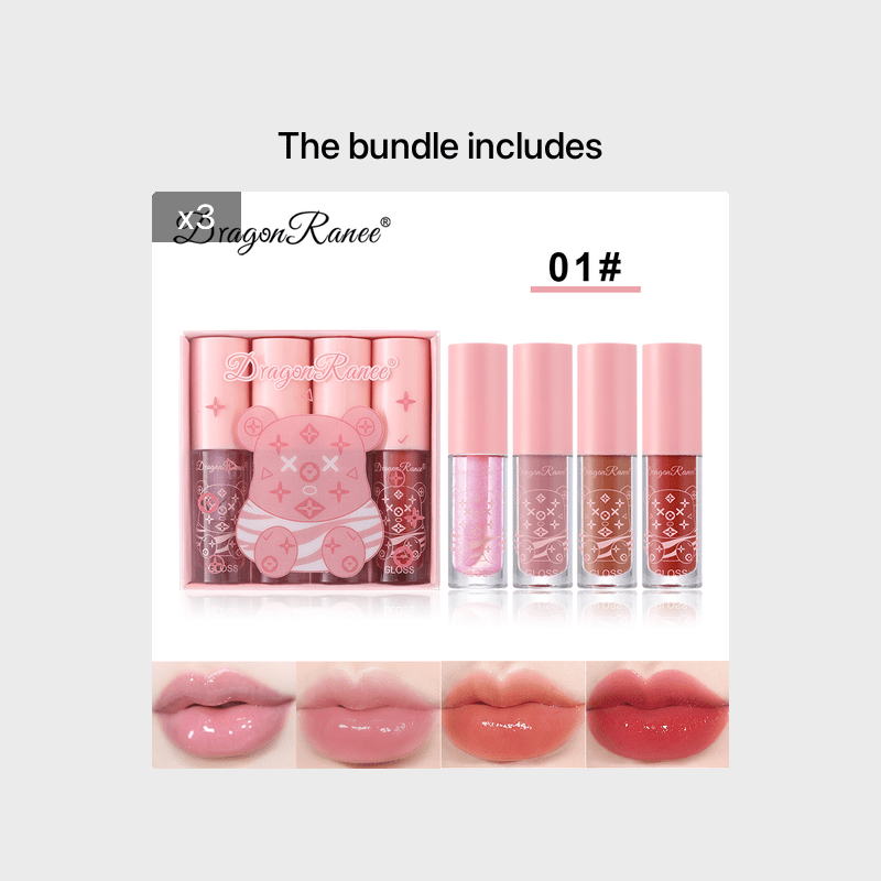 4pcs Gift Set Mini Lip Gloss Lip Glaze Matte Finish Perfect Gift Women