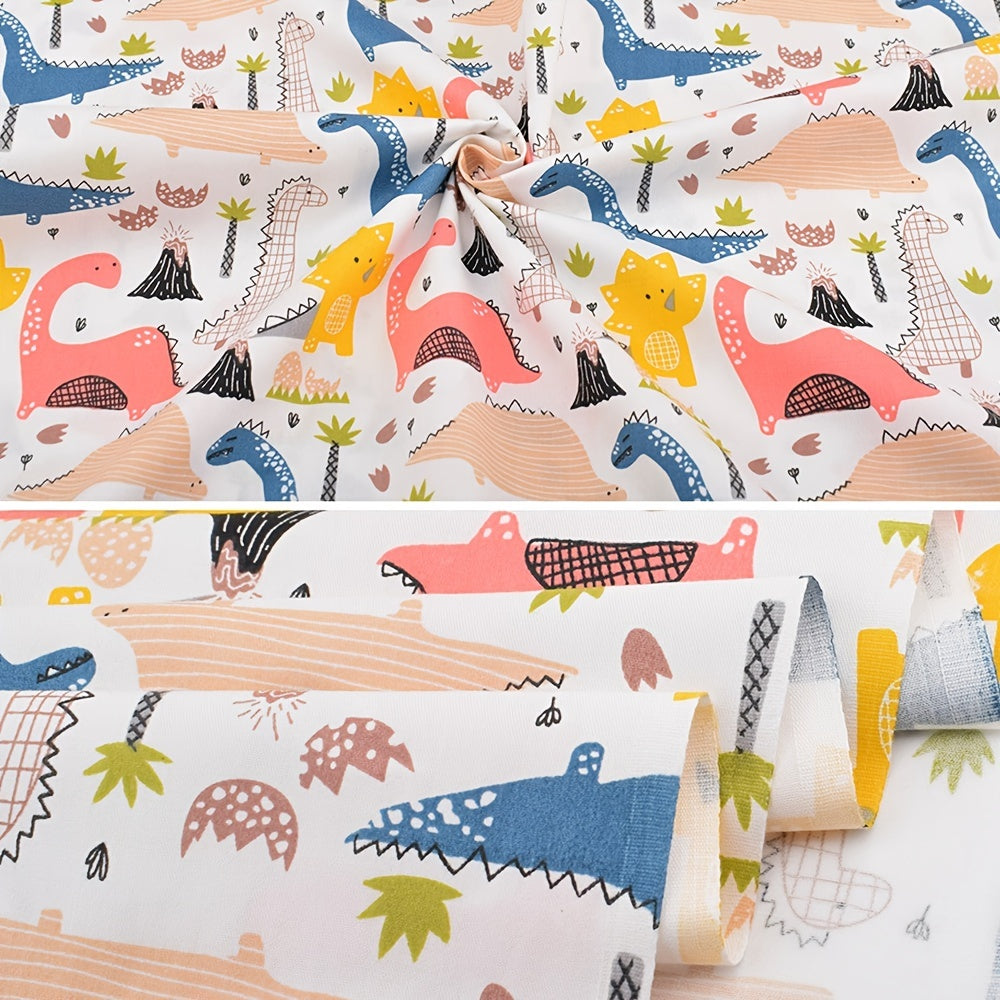 Dinosaur Series 8-Piece Cotton Twill Printed Fabric Hand Pieced