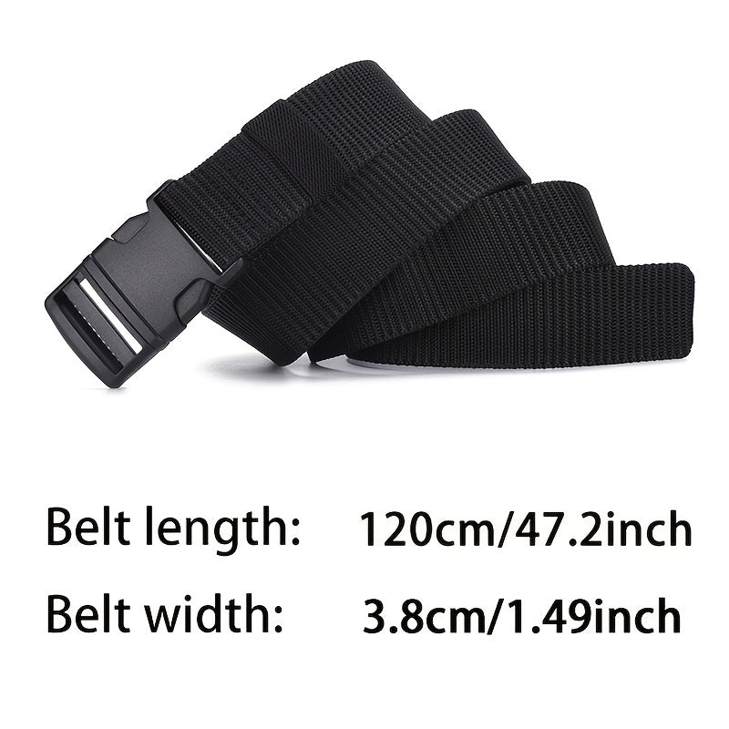 Men's Nylon Canvas Belt No Metal Buckle Military Tactical Belt 6 Colors