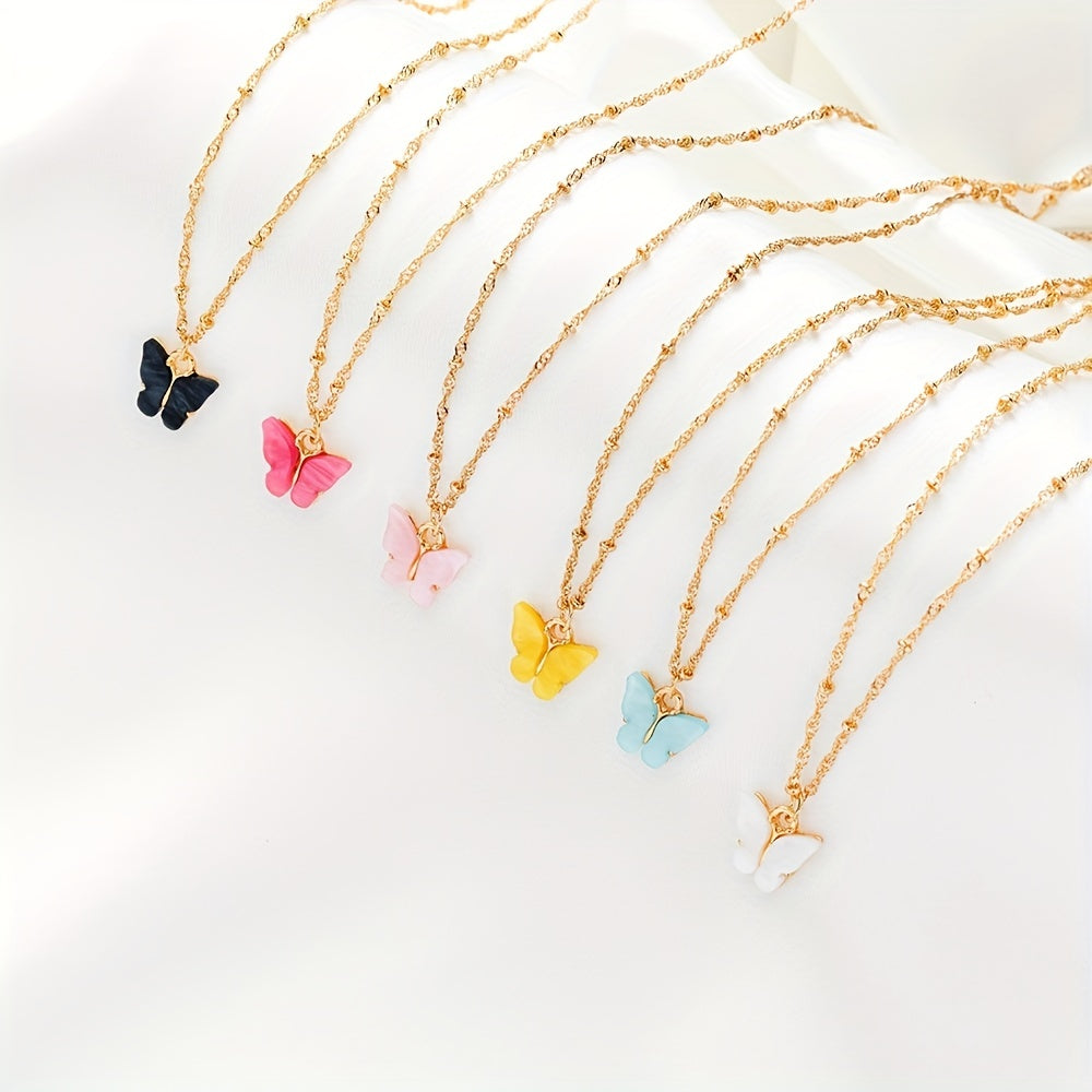Acrylic Butterfly Alloy Necklace Earrings DIY Jewelry Accessories