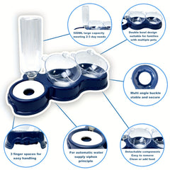Elevated Cat Bowls 3-in-1 Automatic Water Bottle & Food Bowls
