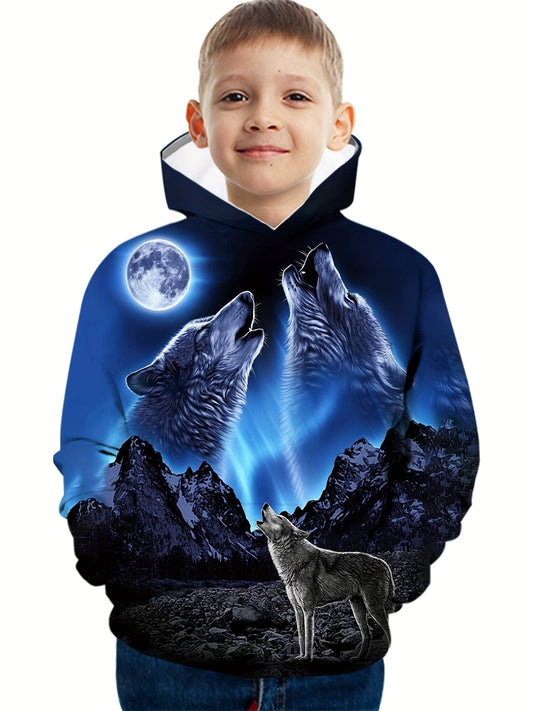 Fashionable Wolf 3D Print Boys Sweatshirt Hoodie For Spring Fall