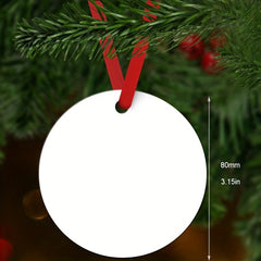10pcs Sublimation Round Ornament Blanks with Red Ribbon Double Sided