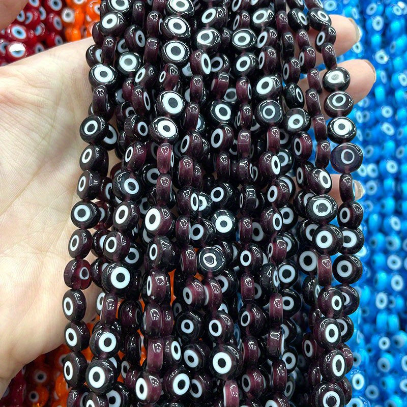 48pcs 8mm Evil Eye Glass Beads for Jewelry Making DIY Charms Materials