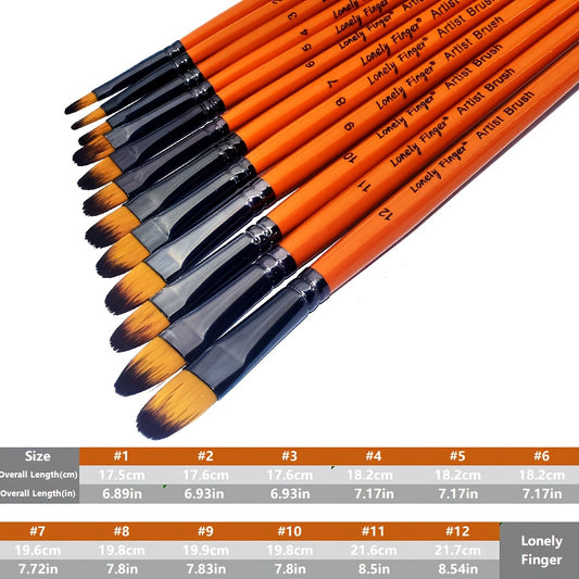 48pcs Artist Paint Brush Set with Wooden Handles and Nylon Bristles for Acrylic