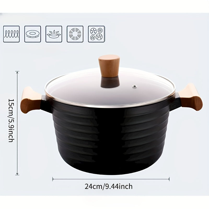 Non Stick Pot With Wooden Handles For Cooking And Frying