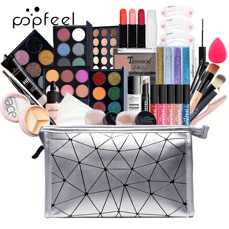 Professional Makeup Set with Bag Eyeshadow Lip Gloss Mascara Blush