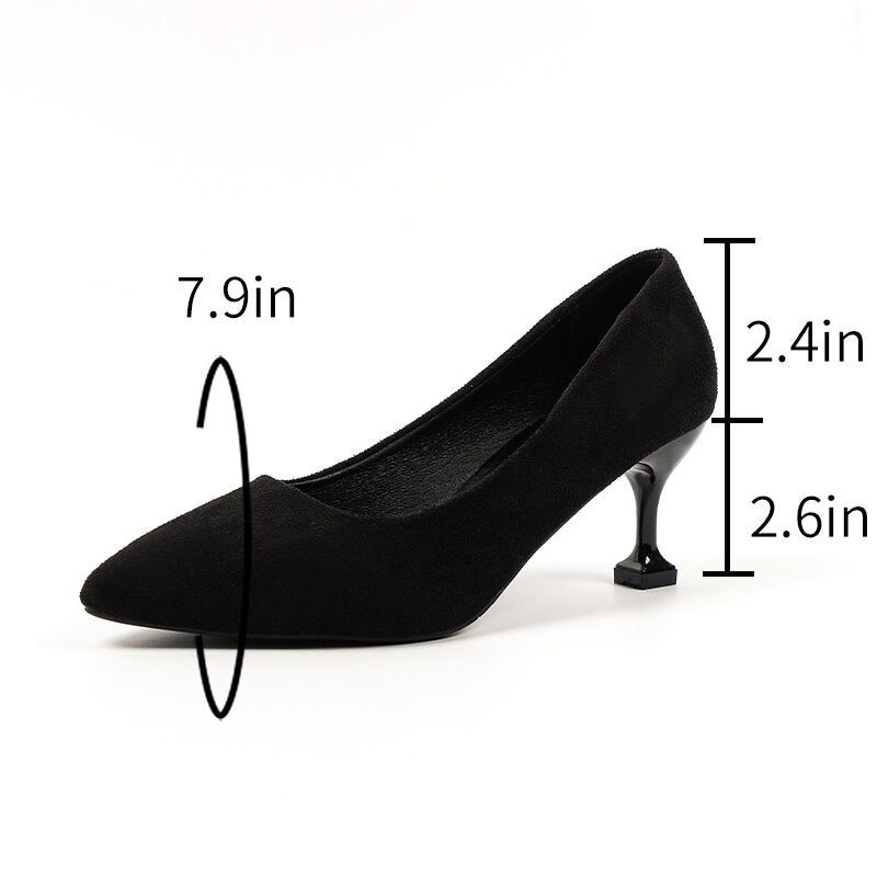 Women's Pointed Toe Stiletto Heels Slip On Mid Heels Court Pumps