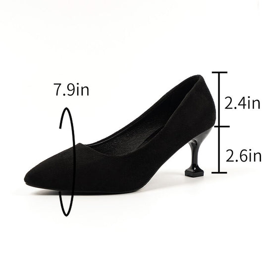 Women's Pointed Toe Stiletto Heels Slip On Mid Heels Court Pumps