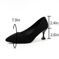 Women's Pointed Toe Stiletto Heels Slip On Mid Heels Court Pumps