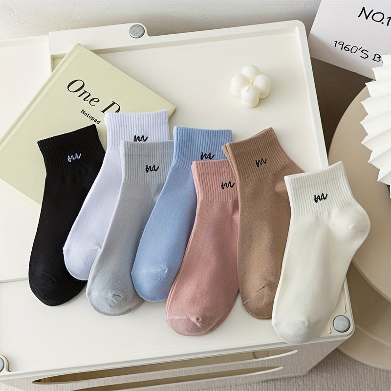 Letter Print Socks Soft & Comfy Short Socks Women's Stockings