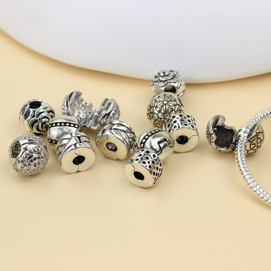 European Silver Plated Safety Bead Clip Stopper Charm Bracelet DIY Jewelry