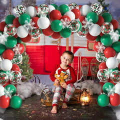 Christmas Balloons Arch Garland Kit - Red Green Confetti Balloons