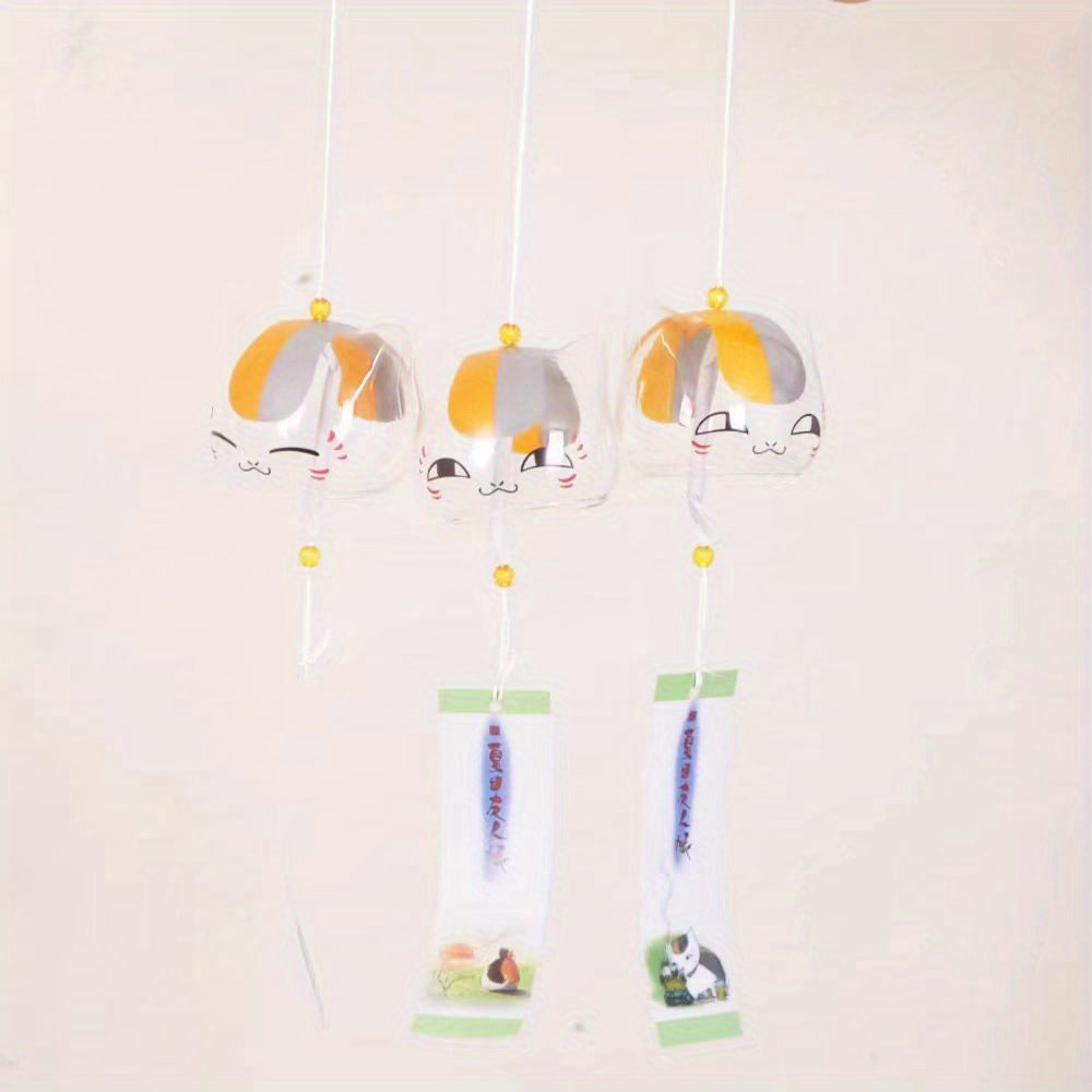 3pcs Japanese Cat Chimes Small Wind Bells Glass Pendant Home Decor