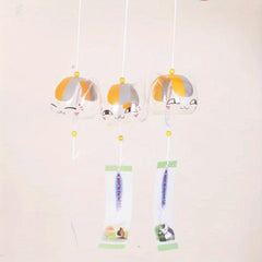 3pcs Japanese Cat Chimes Small Wind Bells Glass Pendant Home Decor