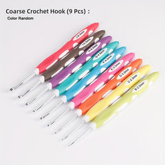 9pcs Crochet Hook Hand Knitted Needles Colorful Grip DIY Process Knitting