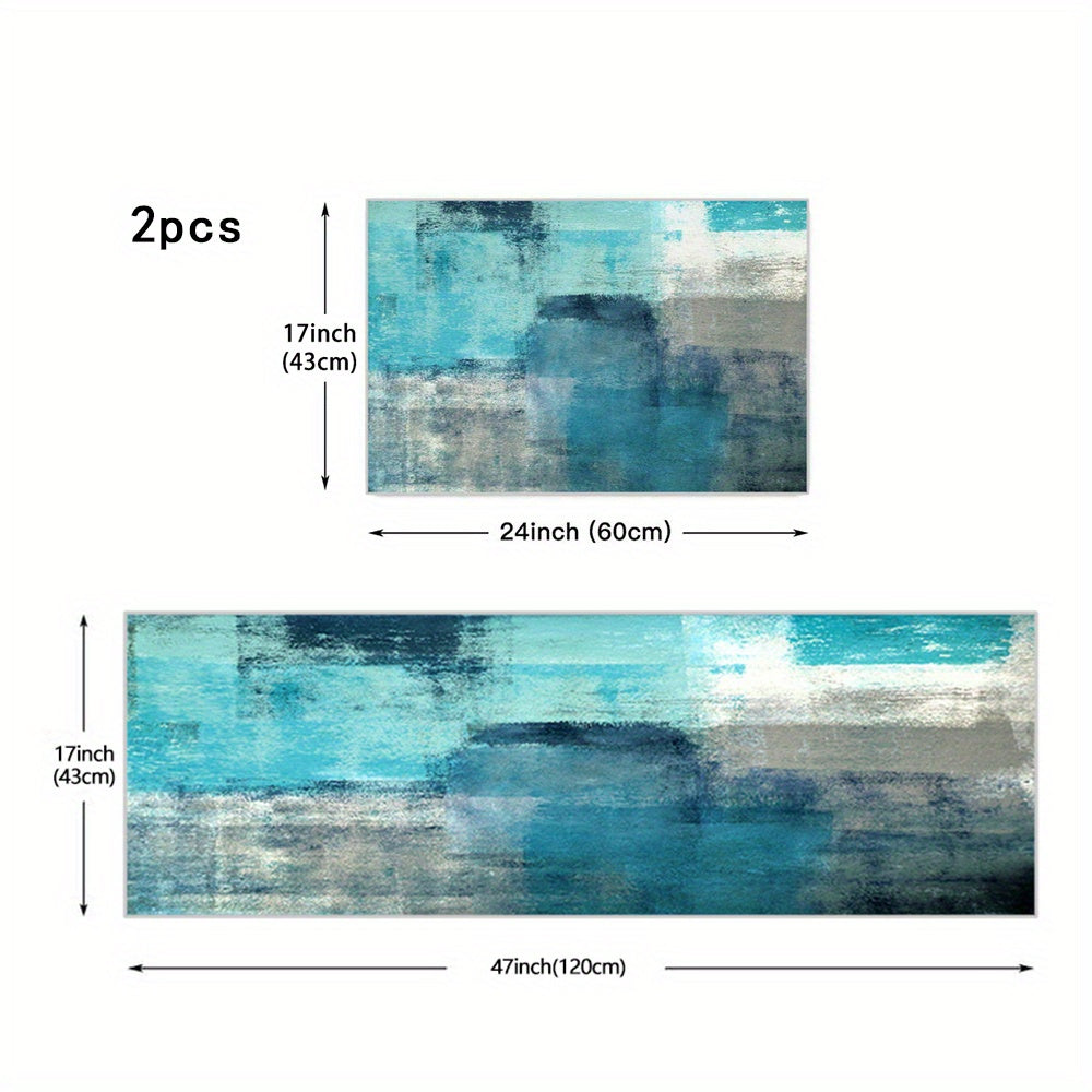 2pcs Soft Kitchen Floor Mat Waterproof Machine Washable Decorative