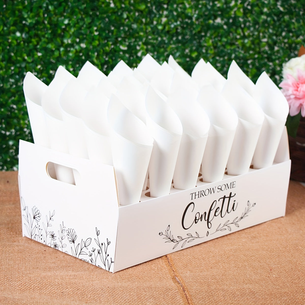 Rustic Wedding Paper Cone Holder Box Confetti Tray
