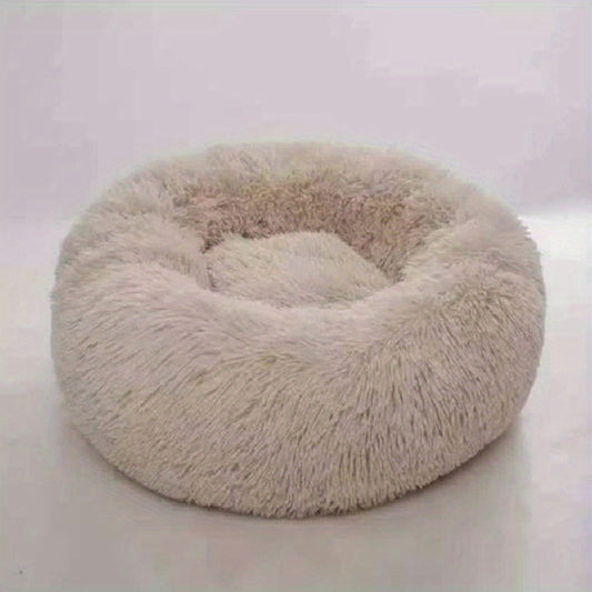 Cozy Round Pet Bed with Warming Mat & Removable Pillow