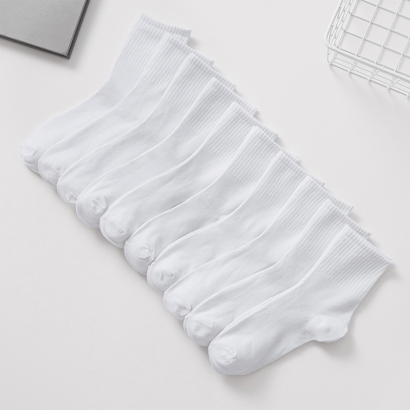10 Pairs Soft Mid Tube Socks Women's Stockings & Hosiery