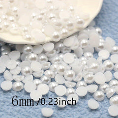 Mixed Size Pearls Acrylic Beads for Jewelry Making, Flat Back Scrapbook Beads