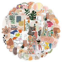 50pcs Vintage Art Painting Doodle Stickers Cartoon Decals