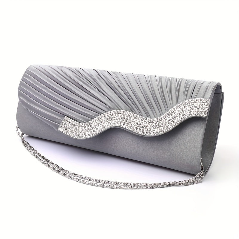 Glitter Evening Bag Classic Clutch Banquet Bag With Chain Strap