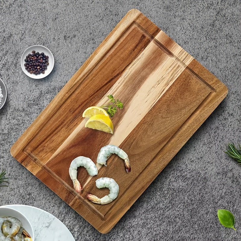 Thick Hardwood Cutting Board with Juice Grooves