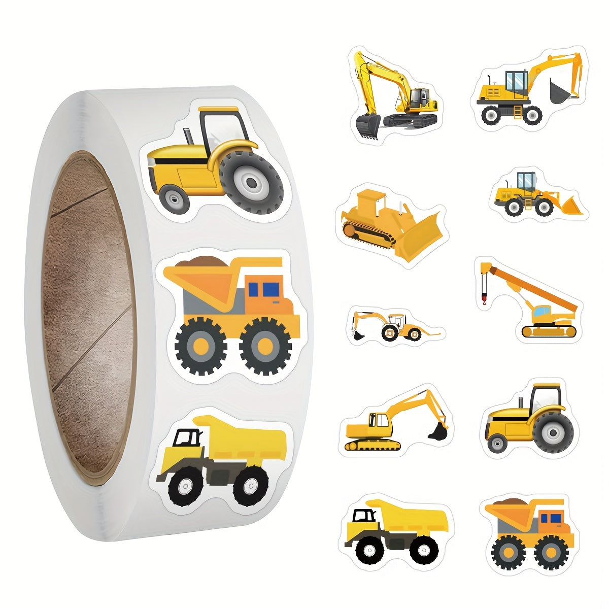 500pcs Engineering Vehicle Stickers Roll Vinyl Stickers For Scrapbook Journaling