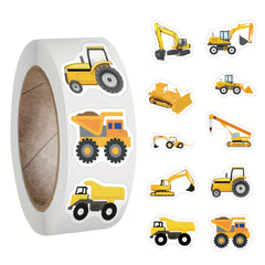 500pcs Engineering Vehicle Stickers Roll Vinyl Stickers For Scrapbook Journaling