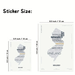 Jersey State Letter Map Sticker Modern Typography Art