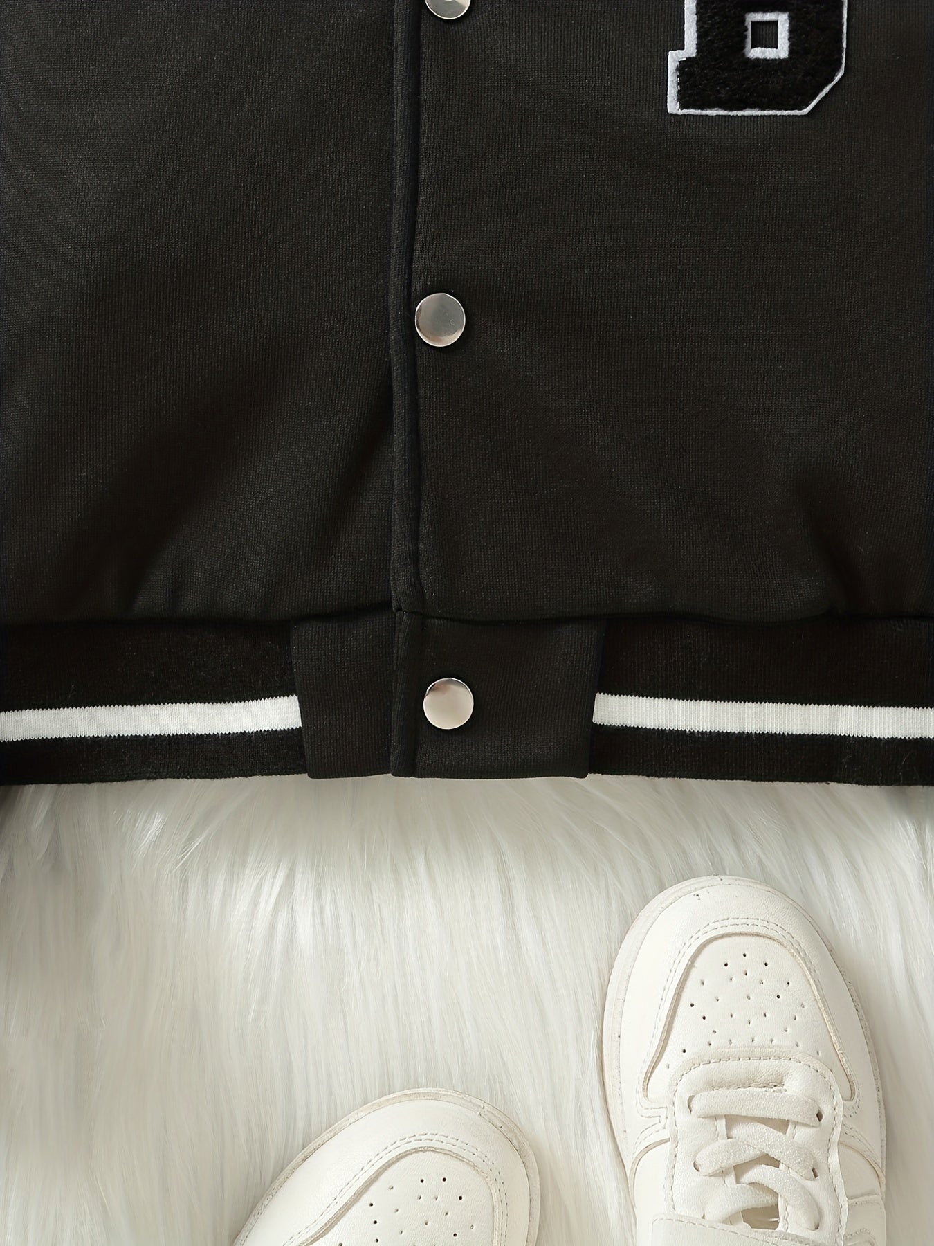 Girls' Leather Stitching Sleeves Baseball Jacket