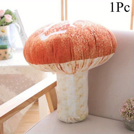 Realistic Mushroom Plush Doll Soft Orange & Stuffed Animal with Brown Gills