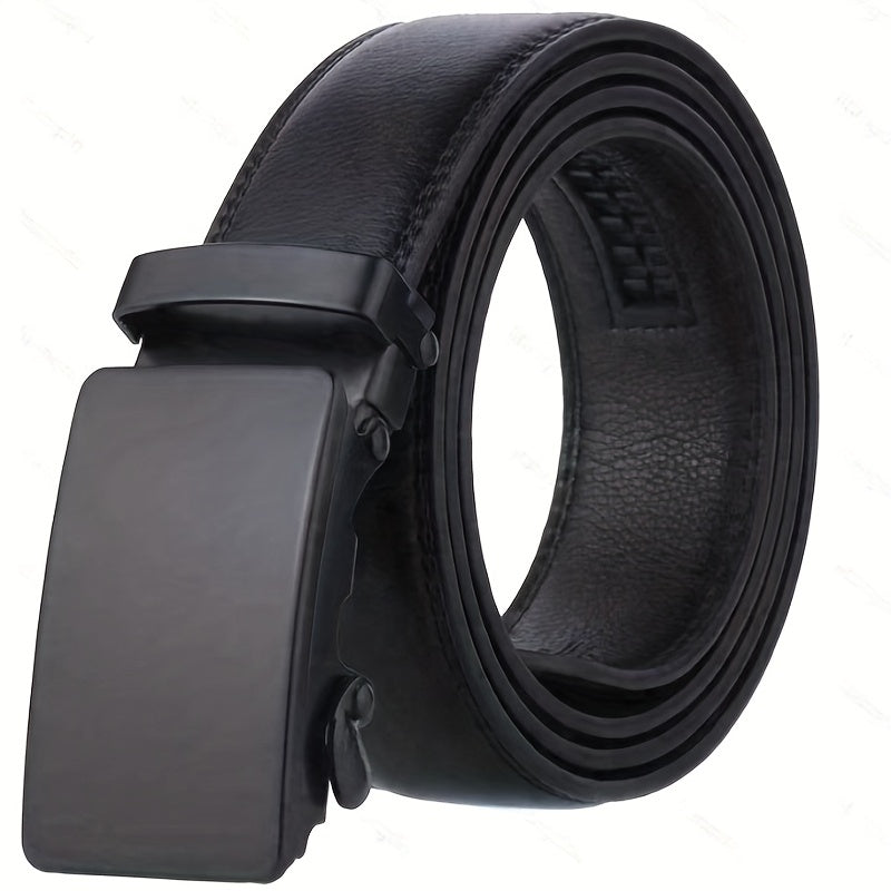 Men's Auto Buckle Belt PU Leather Business Waist Strap
