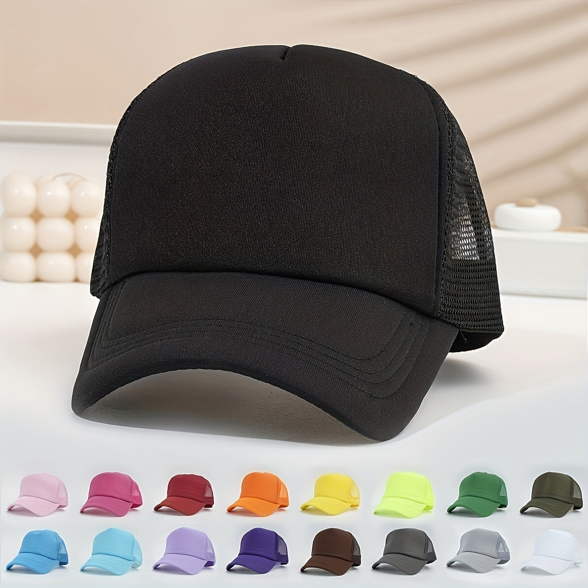 Candy Mesh Trucker Hat Lightweight Breathable Baseball Cap Adjustable