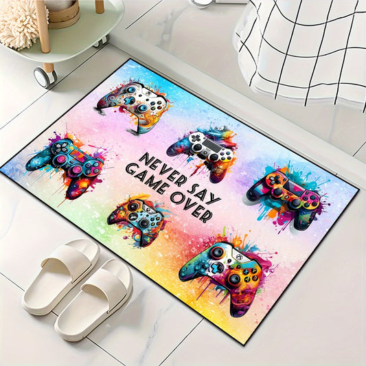 Graffiti Gamepad Print Rug Gaming Area Rug Funny Art Print Floor Mat