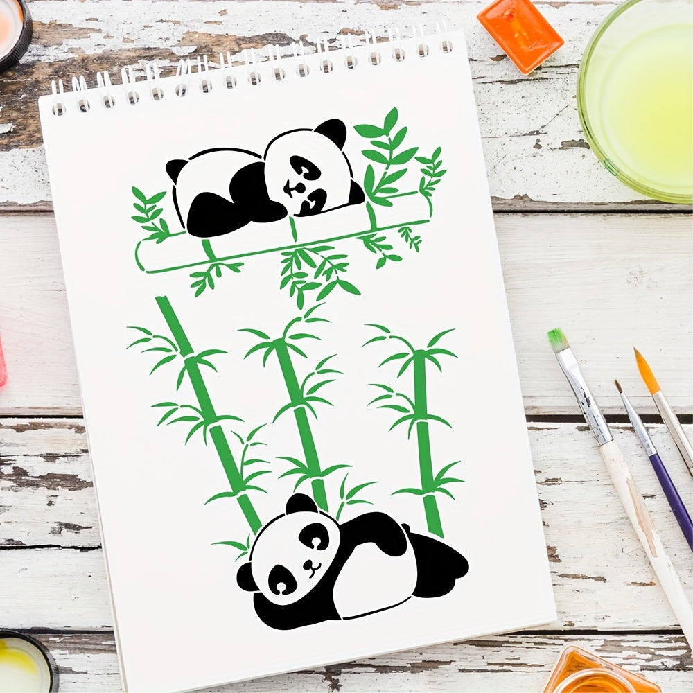 3pcs A4 Size Panda Mother Bamboo Stencils Wood Carving Scrapbooki