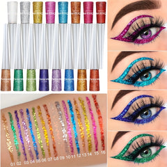 16-Color Glitter Liquid Eyeliner Pen Waterproof Smudge-Proof Cosmetic