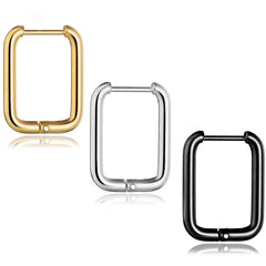 Rectangle Hoop Earrings 14K Plated Stainless Steel Women Earrings