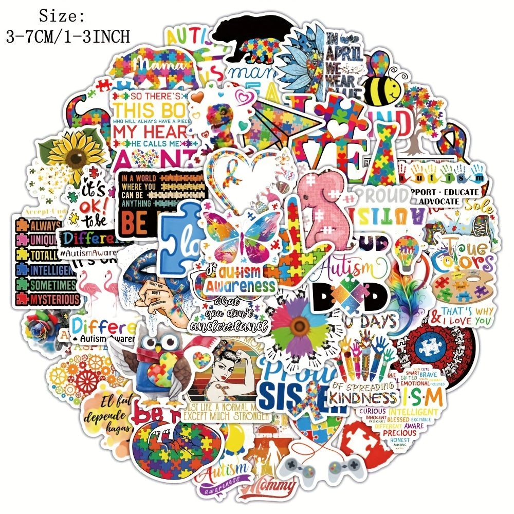 50 Curing Autism Stickers Wall Luggage Notebook Phone Case Skateboard Stickers