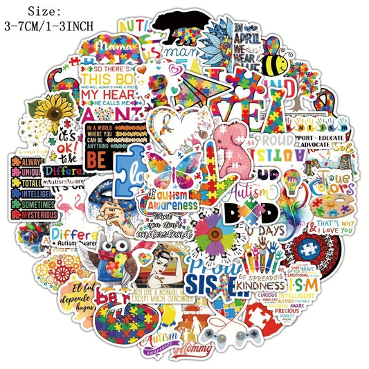 50 Curing Autism Stickers Wall Luggage Notebook Phone Case Skateboard Stickers