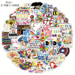 50 Curing Autism Stickers Wall Luggage Notebook Phone Case Skateboard Stickers