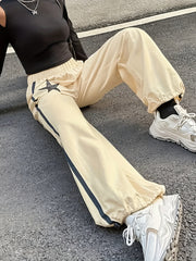  Women's Star Patch Drawstring Sporty Pants