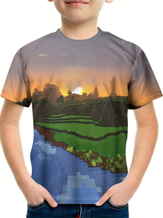 Kids Graphic Tee Shirt 3D Print Short Sleeve Street Wear Round Neck Tee